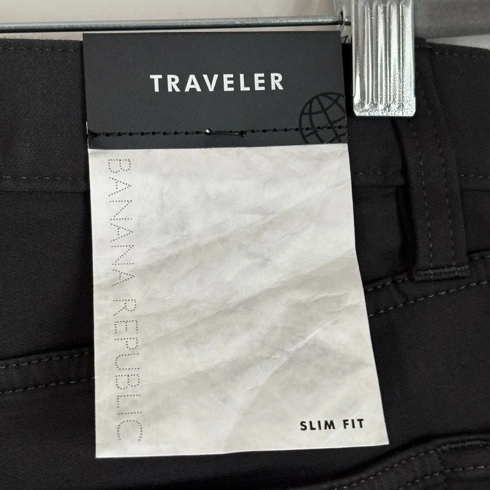 Banana Republic Traveler Slim Fit Black Pants Men's Sz 31x30 NWT Actual 32x28.5